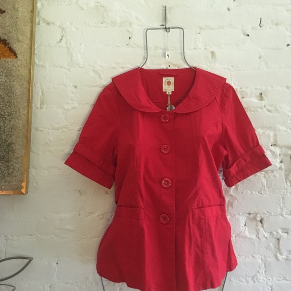 SOLD ANTHROPOLOGIE TULLE PETERPAN COLLAR PEACOAT - Picture 1 of 8